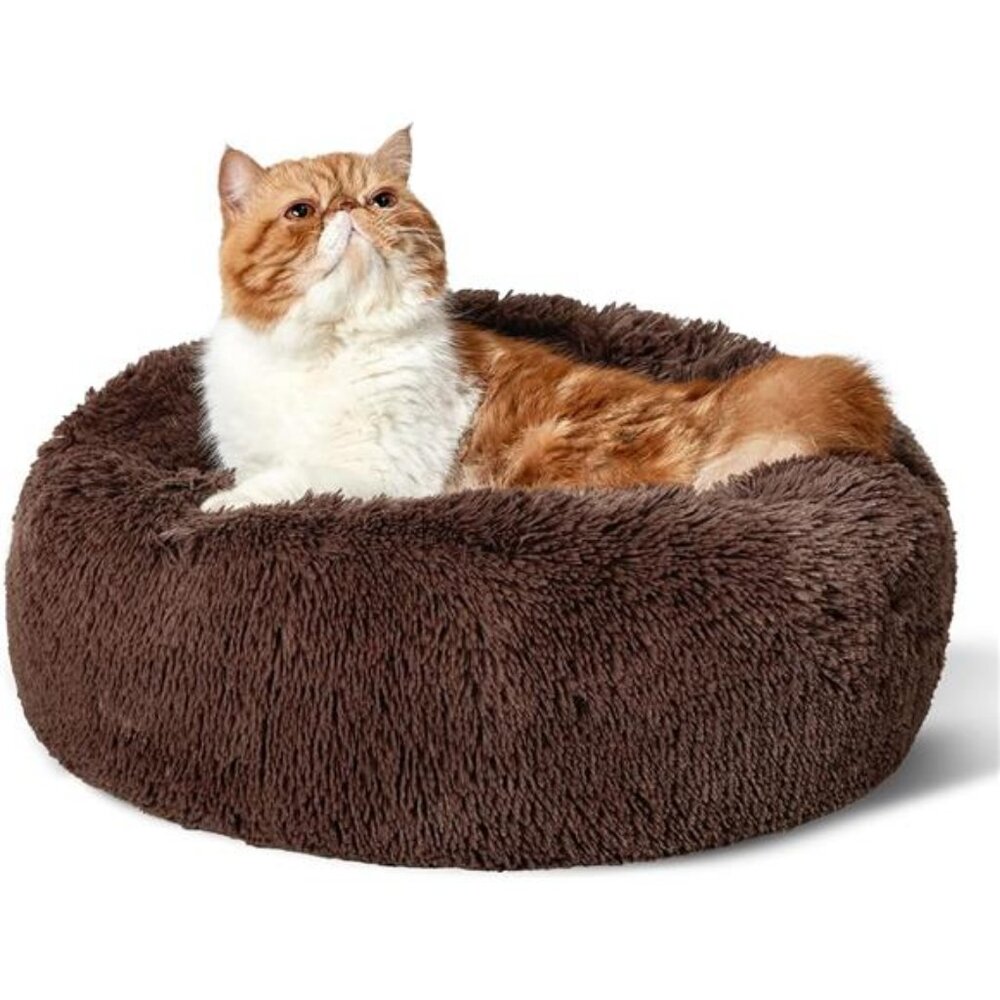 Calming Donut Dog Bed Anti-Anxiety Self Warming, Cozy Soft 20x20x8